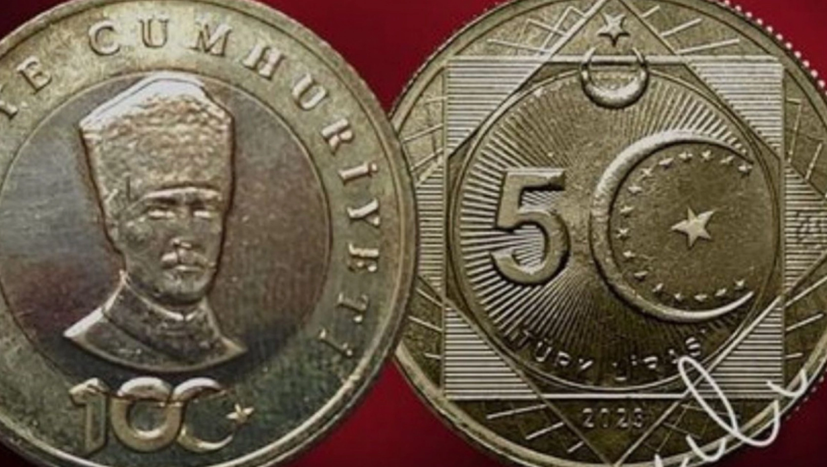 Cumhuriyet'in 100. yılına özel 5 liralık madeni hatıra paralar piyasaya çıktı