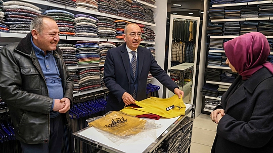 Usta ile Kavuş, esnaf ziyareti yaptı