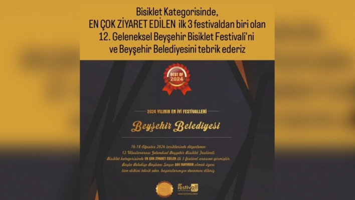 Beyşehir Bisiklet Festivali, en çok ziyaret edilen üç festivalden biri oldu