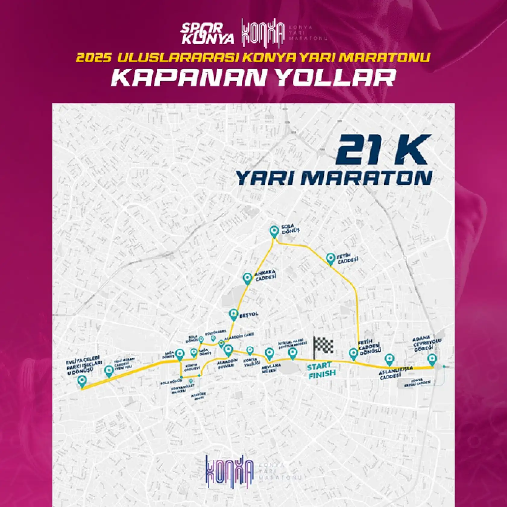 18 Mayıs'ta Konya'da Bu Yollara Dikkat: Maraton Nedeniyle Trafiğe Kapatılacak