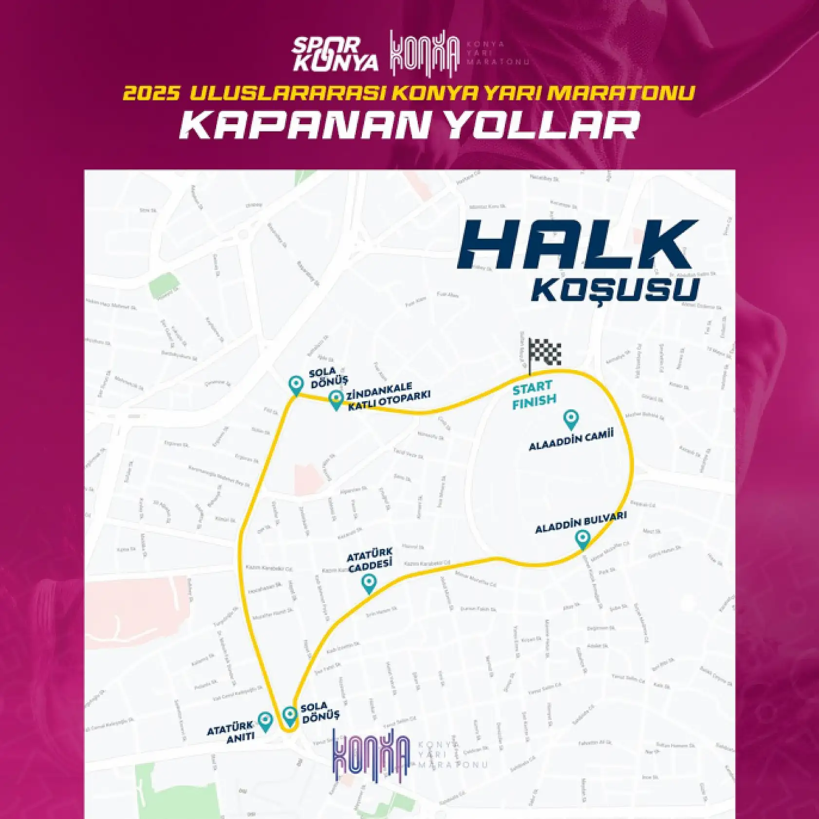 18 Mayıs'ta Konya'da Bu Yollara Dikkat: Maraton Nedeniyle Trafiğe Kapatılacak