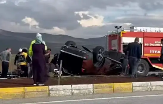 Konya-Ankara yolunda feci kaza: Araç takla attı