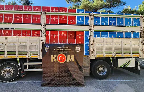 Konya'da durdurulan kamyonda 7.5 milyon adet makaron ele geçirildi