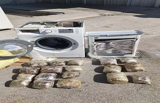 Çamaşır makinesinde gizlenen uyuşturucular Konya polisinin gözünden kaçmadı