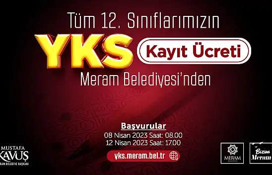 Meram Belediyesi YKS başvuru ücretlerini karşılayacak