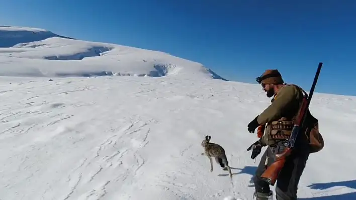 Avcılar yakaladıkları tavşanı kendi elleriyle geri doğaya bıraktı