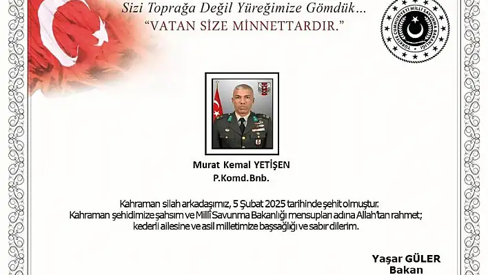 Binbaşı Murat Kemal Yetişen Şehit Oldu