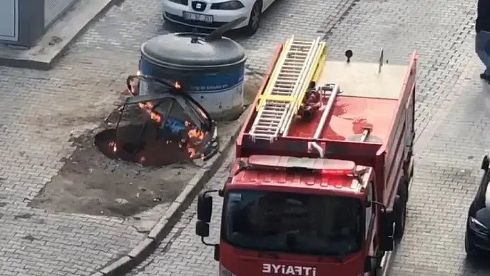 Konya'da çöp konteynerinde yangın çıktı