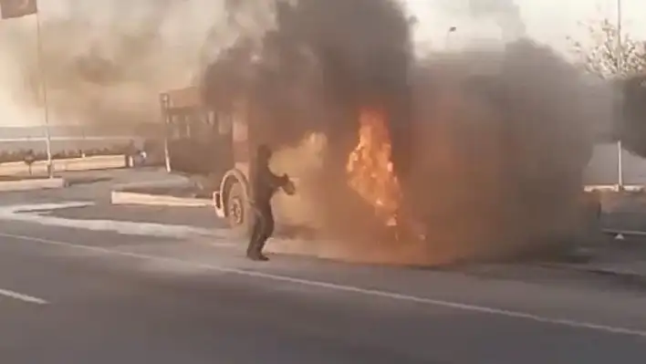 Konya'da süt tankeri alevler içinde kaldı