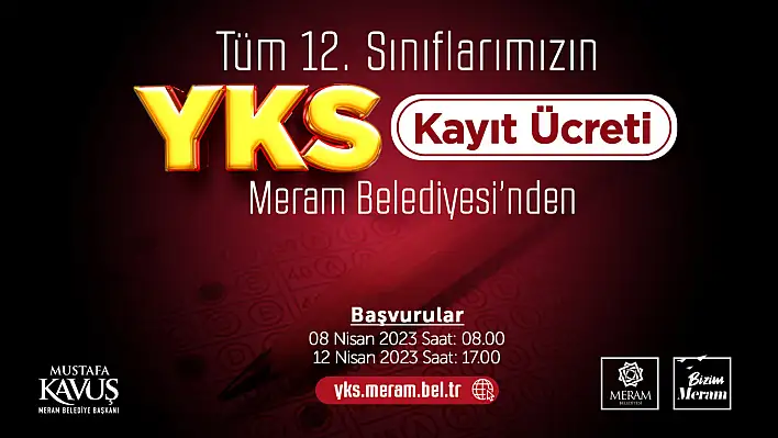 Meram Belediyesi YKS başvuru ücretlerini karşılayacak